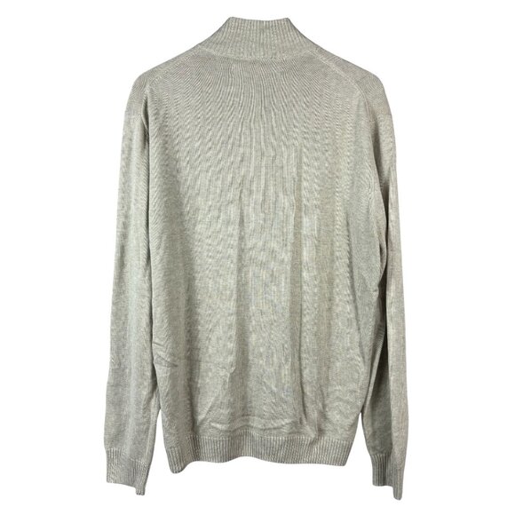 Perry Ellis Full Zip Long Sleeves Beige Sweater Size Large Modern Work Classic - Picture 4 of 9